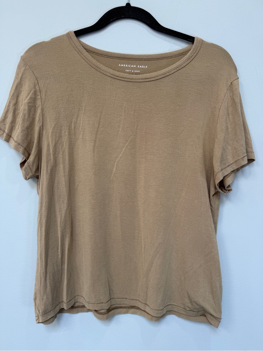 American Eagle Outfitters Short Sleeve Crew Tee in Tan